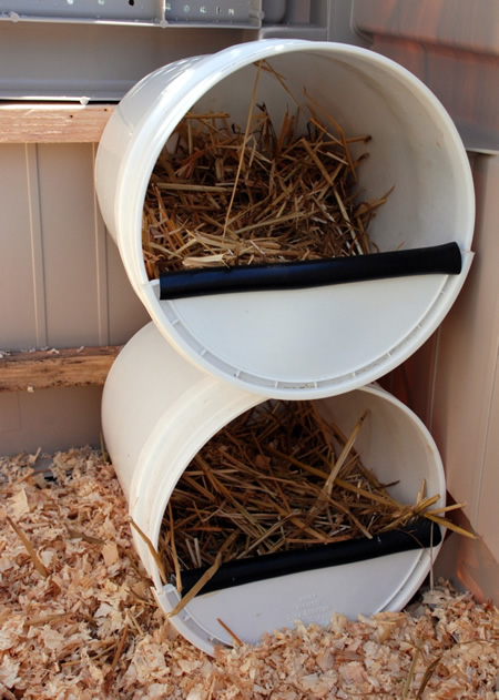 DIY Plastic Bucket Chicken Nesting Boxes