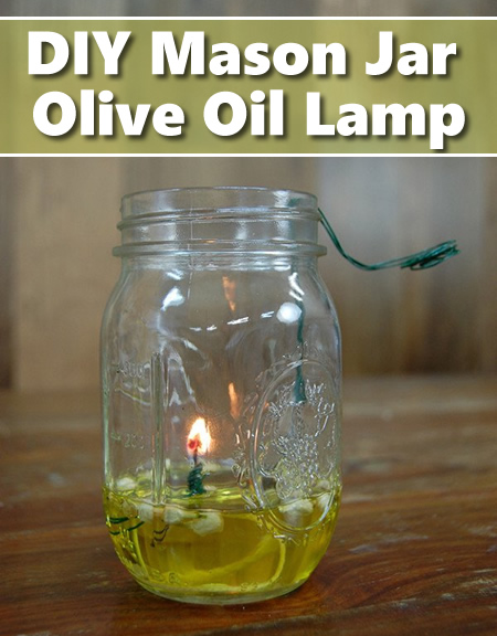 Homemade Olive Oil Mason Jar Lamp