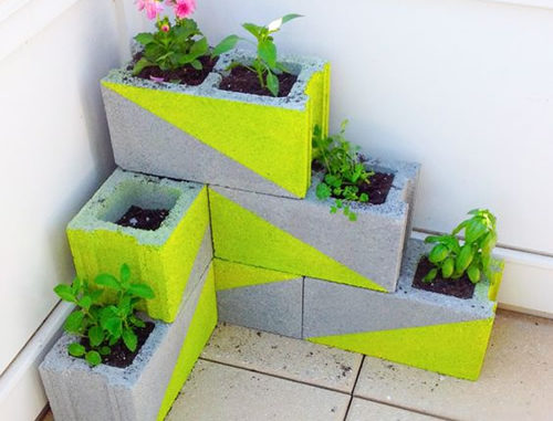 DIY Cinder Block Herb Planter