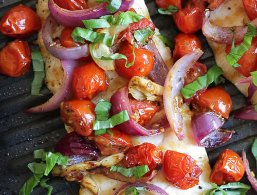 Grilled Chicken With Roasted Tomato & Red Onions