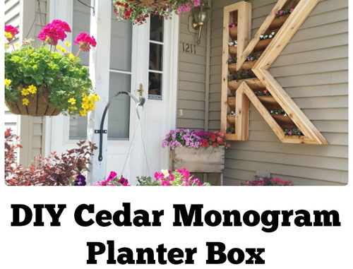 DIY Cedar Monogram Planter Box