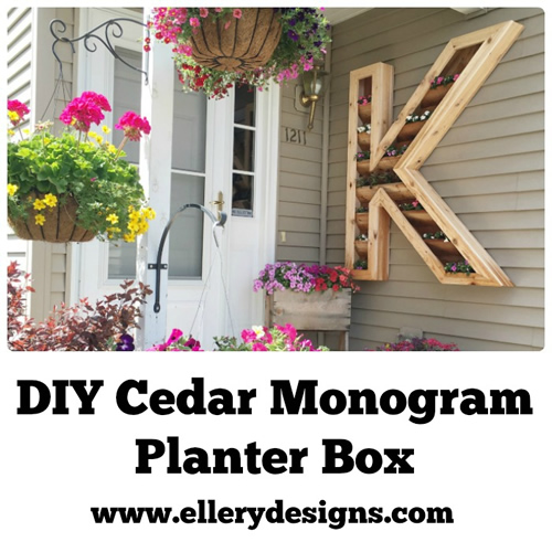 DIY Cedar Monogram Planter Box