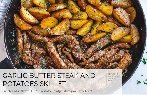 Garlic Butter Steak and Potatoes Skillet Recipe