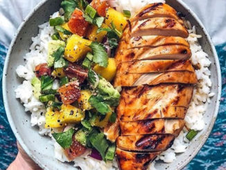 Mango BBQ Chicken with Mango Salsa and Rice