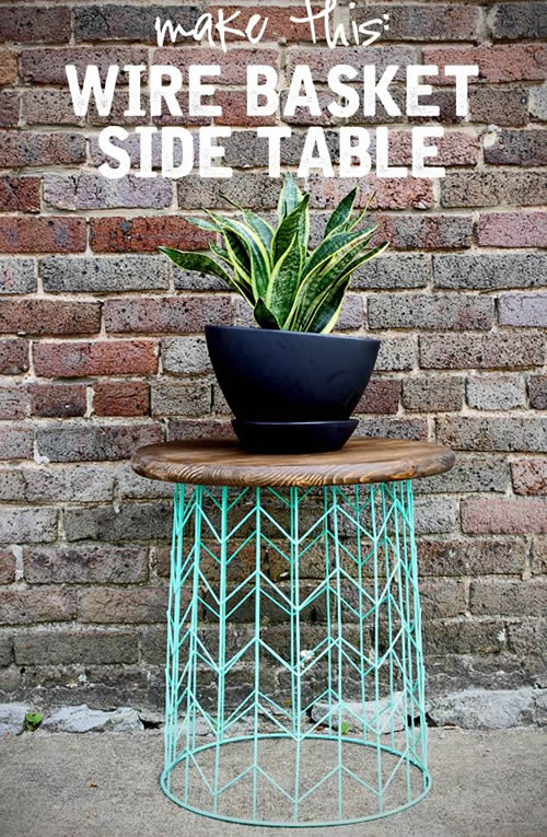 DIY Wire Basket Side Table