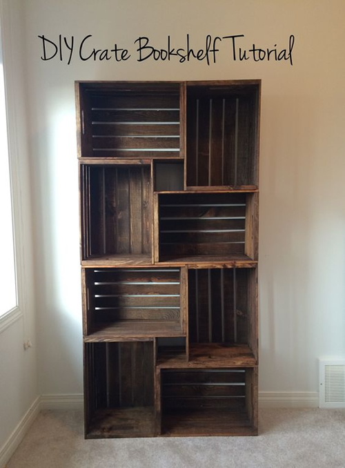 DIY Wooden Crate Bookshelf