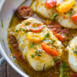 Pan Seared Cod In White Wine Tomato Basil Sauce Recipe