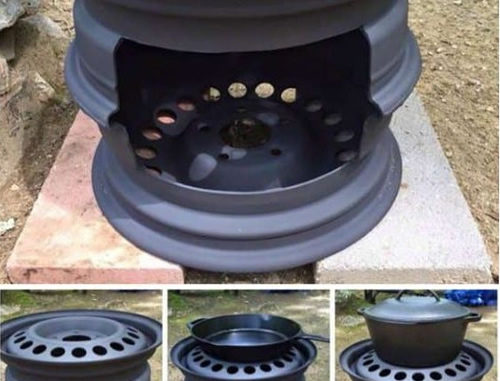 DIY Tire Rim Wood Stove