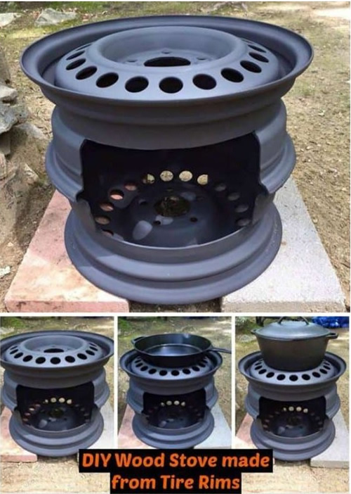 DIY Tire Rim Wood Stove