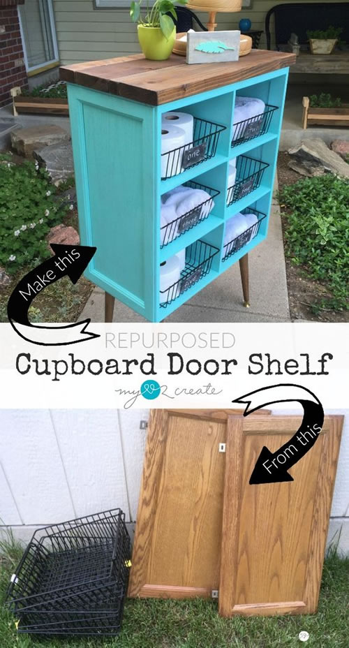 DIY Old Cupboard Door Shelf