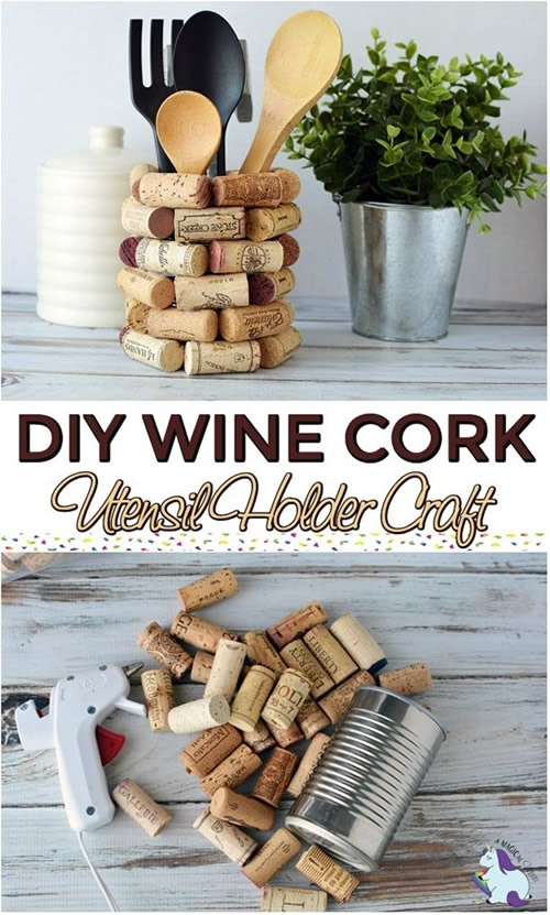 DIY Wine Cork Utensil Holder