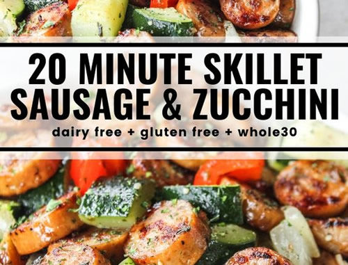 20 Minute Skillet Sausage & Zucchini Recipe