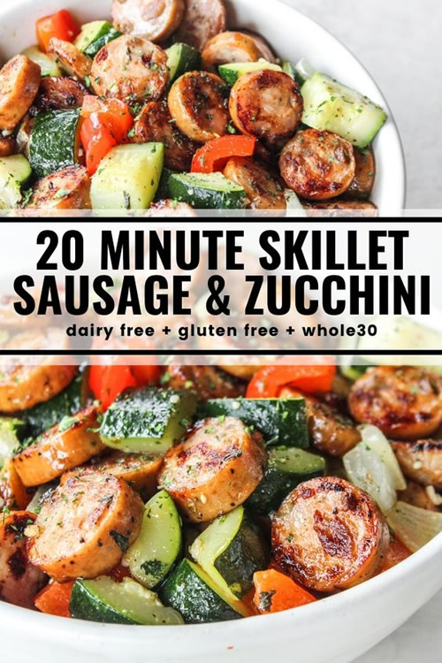 20 Minute Skillet Sausage & Zucchini Recipe