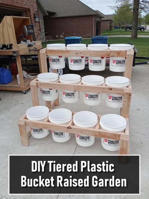 DIY Tiered Plastic Bucket Raised Garden